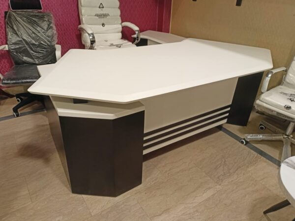 Modern Executive Office Desk with Sleek White and Black Design