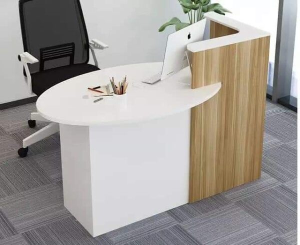 Compact Reception Desk with High-Gloss Laminate