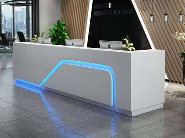 Light Grey Laminate Reception Counter with Drawers