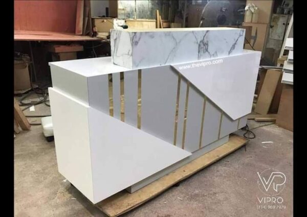 Premium Reception Counter with High-Gloss Laminate