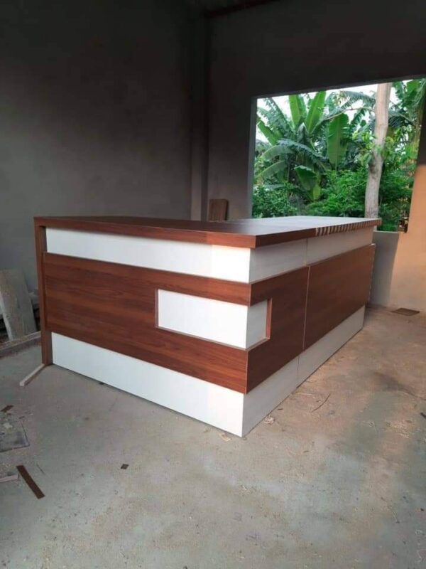 Dual-Color Walnut and White Reception Counter