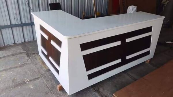 Dual-Tone Dark Wood and White Laminate Reception Desk