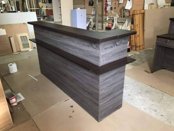 Modern Black and Dark Oak Reception Counter with Storage