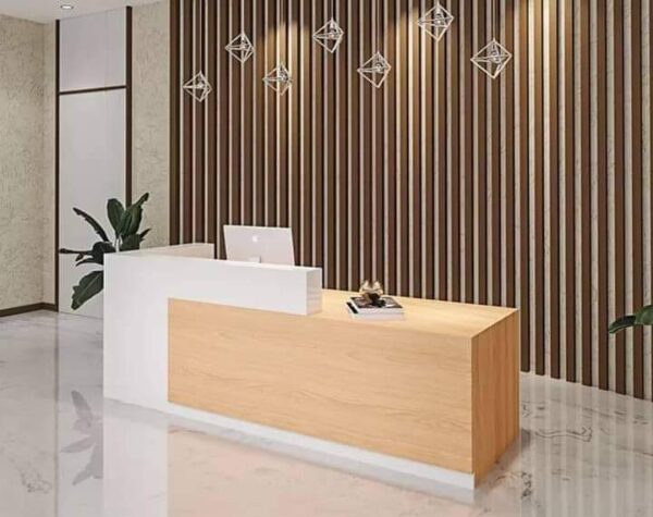 Maple Wood and White Laminate Reception Counter