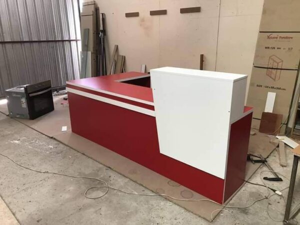 Dual-Colour Cherry and Matte White Reception Desk | Reception Counter