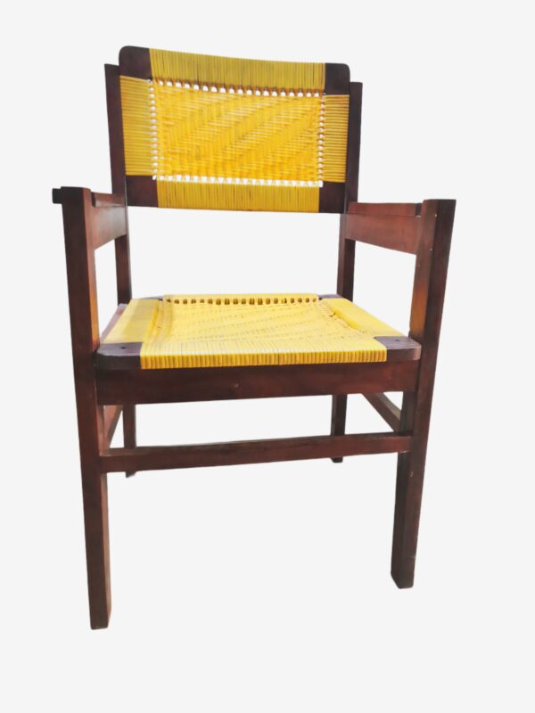 Classic Wooden Armchair with Woven Plastic rope Seat and Backrest | Teacher chair