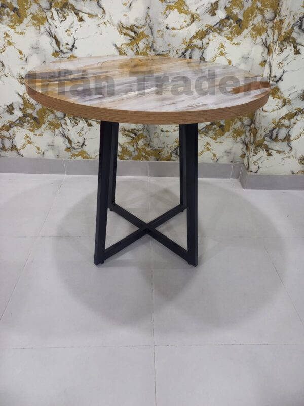 Round Dining Table with Laminated Top & Metal Frame - Stylish and Durable
