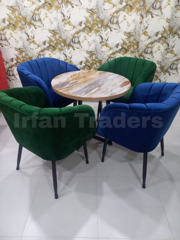 Round Dining Set with Cushioned Chairs & Laminated Top Table - Modern Comfort