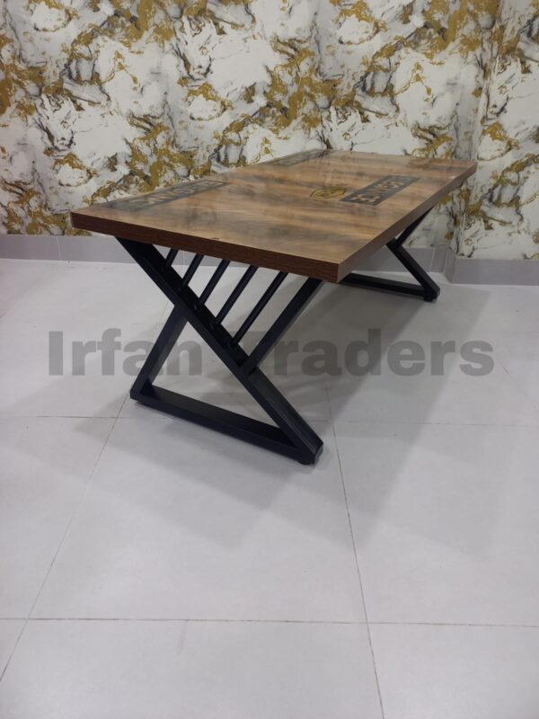 Modern Dining Table with Laminated Sheet Top & Strong Metallic Legs – New Design