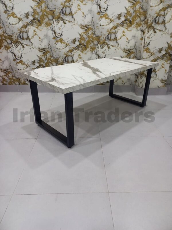 Durable Dining Table with Laminated Sheet Top & Strong Metallic Legs